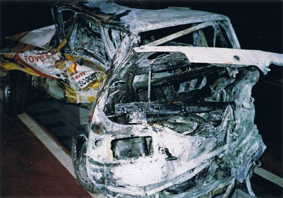 La Toyota Corolla 1600GT n°19, après l’accident.
