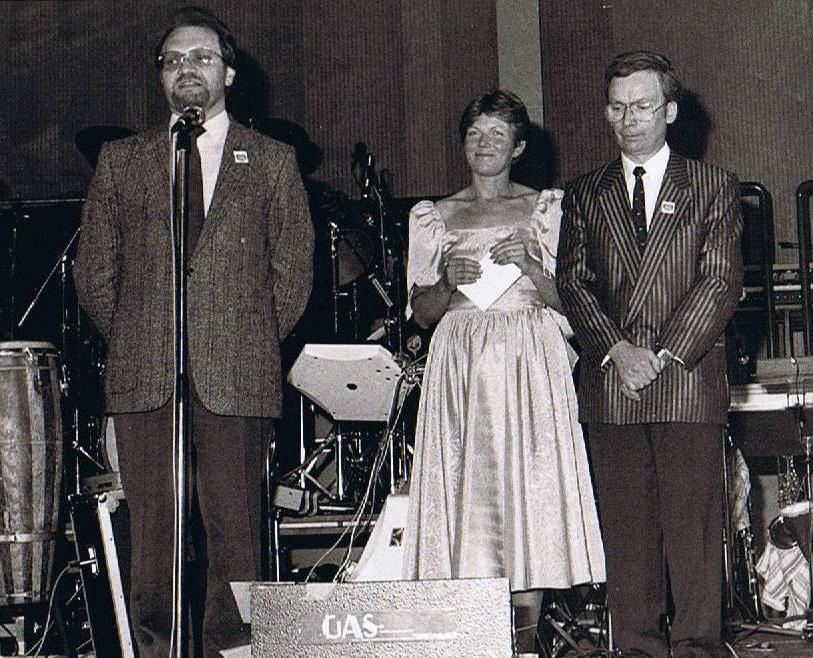 Robert Denis, bourgmestre de Malmedy avec Jacqueline et Emile Nachsem.